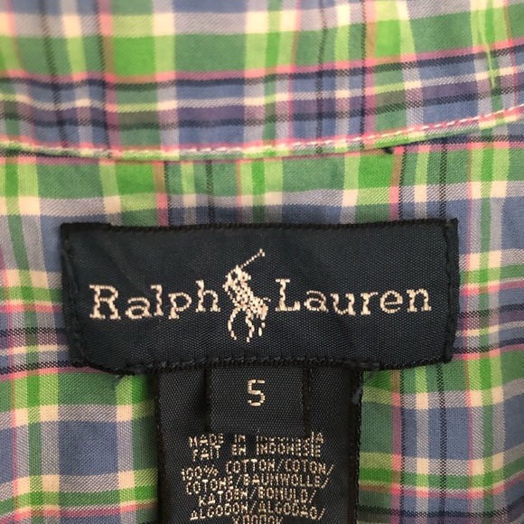 Plaid button up Polo by Ralph Lauren blue/green - Picture 3 of 3